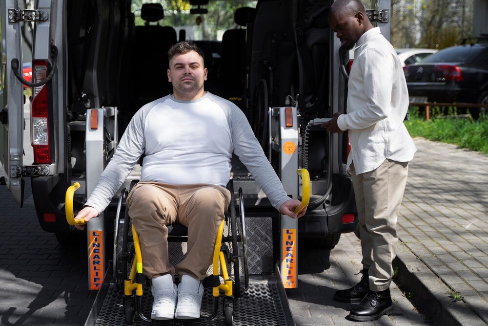 Full shot disabled man in wheelchair