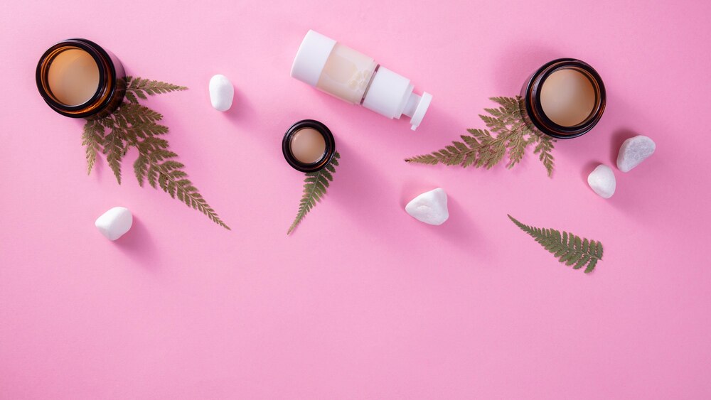 Skin care banner concept with makeup