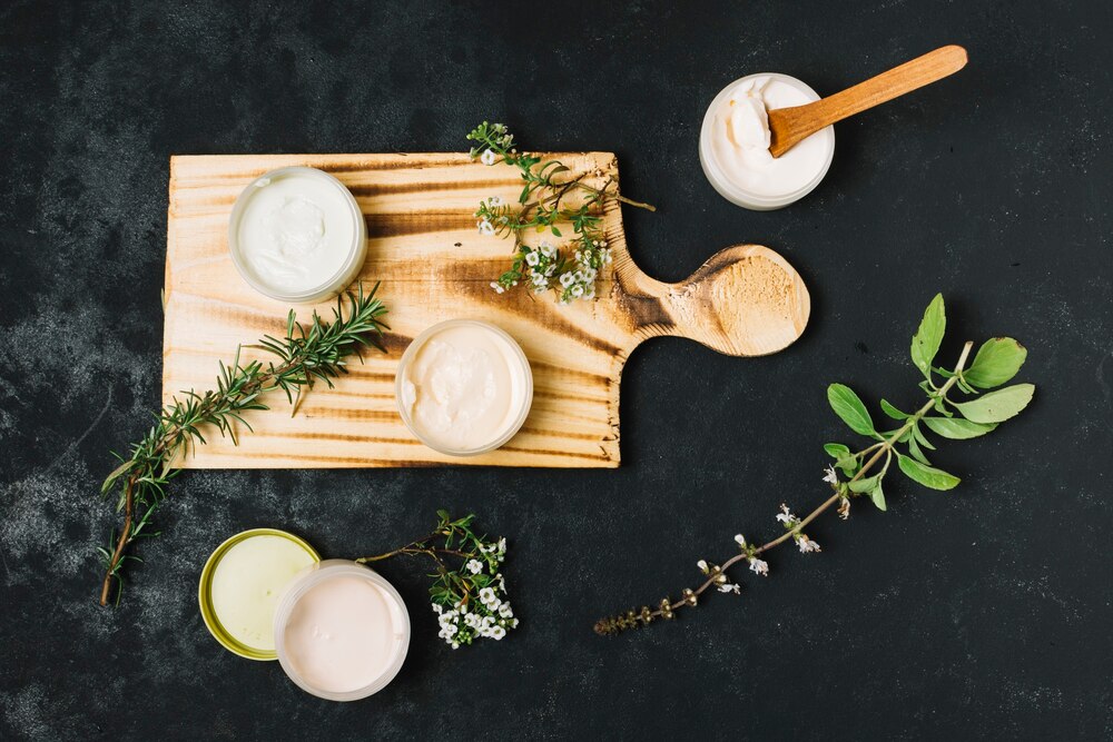 Olive and coconut oils products top view