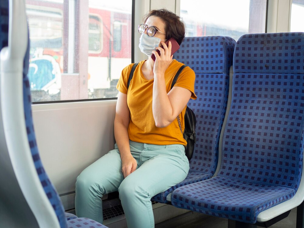 People with social distancing concept